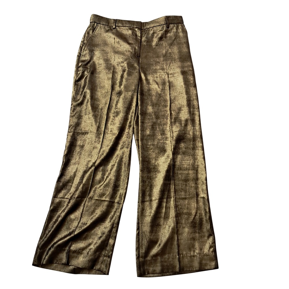 NWT Banana Republic Pants Womens Large Gold Metallic Wide Leg Party Christmas